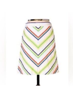 EUC Anthropologie Fei White Chevron Stripe A-Line Skirt